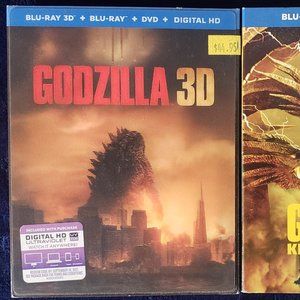 LOT OF 2 GODZILLA 2014 & GODZILLA KING OF THE MONSTERS 2019 BLU-RAY 3D + BLU-RAY